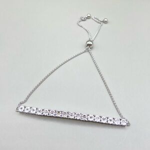 Sterling Silver Diamond Chip Adjustable Bracelet